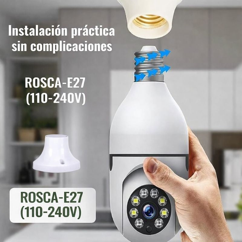 Cámara de Seguridad en Bombillo 360° WiFi con Visión Nocturna